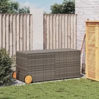 VidaXL Tuinbox met wielen 283 L poly rattan grijs - thumbnail