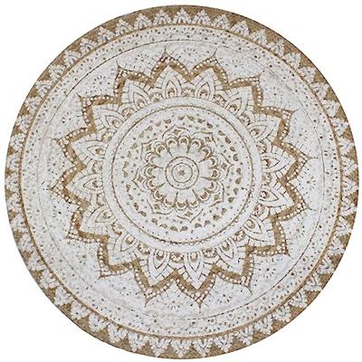 VidaXL Tapijt met print rond 90 cm gevlochten jute