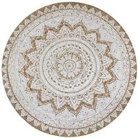VidaXL Tapijt met print rond 90 cm gevlochten jute - thumbnail