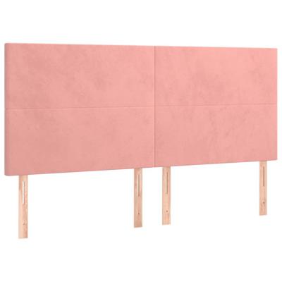 Hoofdborden 4 st 100x5x78/88 cm fluweel roze