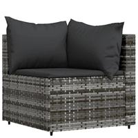4-delige Loungeset met kussens poly rattan grijs - thumbnail