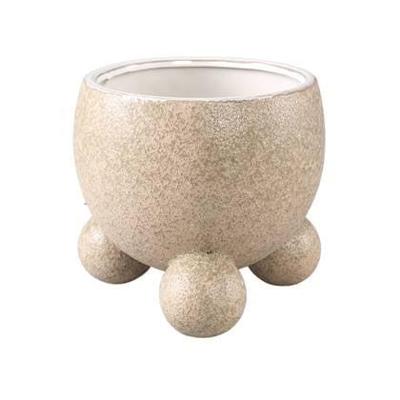 PTMD Malinda Yellow ceramic pot round shape round legXL