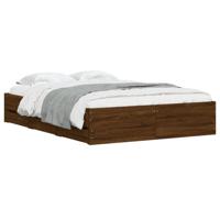 Bedframe met lades bewerkt hout bruin eikenkleur 135x190 cm - thumbnail