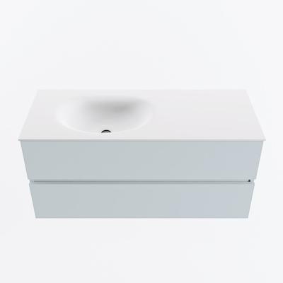 MONDIAZ VICA 110cm badmeubel onderkast Clay 2 lades. Wastafel MOON links 1 kraangat, kleur Talc.