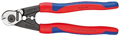 Knipex Staaldraadschaar gesmeed | Meer-componentengrepen | Lengte 190 mm | Zelfbedieningskaart/blister - 95 62 190 SB