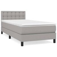 Boxspring met matras stof lichtgrijs 90x200 cm - thumbnail