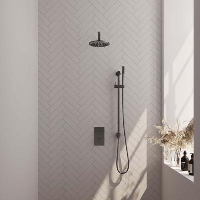 Gunmetal Carving thermostatische inbouw regendouche 3-weg omstelling SET - 39 met 20 cm douchekop