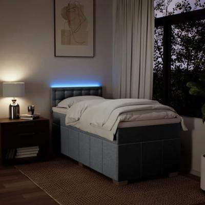 Boxspring met matras stof lichtgrijs 80x200 cm