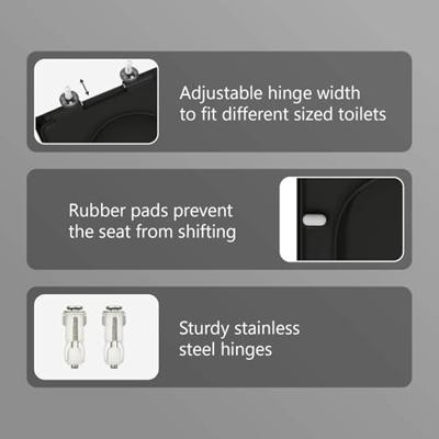 VidaXL Toiletzitting zwart 49 x 36 x 4 cm duroplast