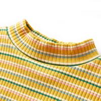Kindershirt met lange mouwen lage col 128 gestreept okerkleurig - thumbnail