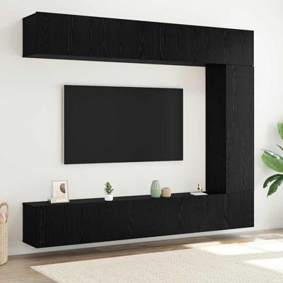 Tv-meubelset 5 pcs Zwart eiken 100 x 30 x 30 cm Bewerkt hout