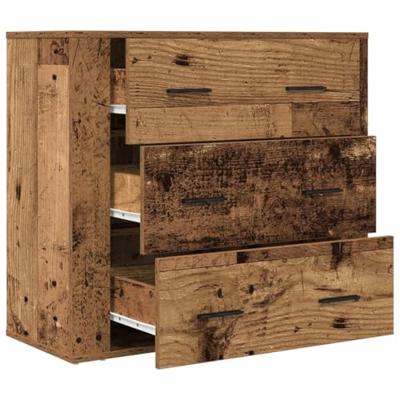 Dressoir 80x33x70 cm bewerkt hout oud houtkleurig