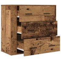 Dressoir 80x33x70 cm bewerkt hout oud houtkleurig - thumbnail