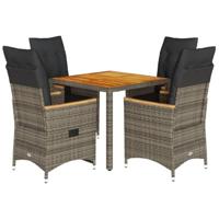 5-delige Tuinset met kussens poly rattan grijs - thumbnail