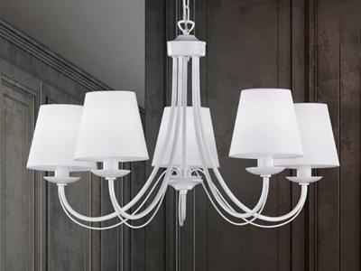 Trio Witte landelijke kroonluchterCortez 5-lichts 66cm - 110600531