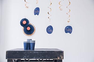Swirls Happy Birthday Elegant True Blue (5st)