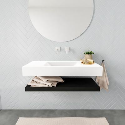 Aqua Splash Badkamermeubel AQS Ibiza 100 cm met Mat Zwart Planchet Solid Surface Wastafel Mat Wit - Badmeubel Ibiza 100 cm Solid Surface Planchet Mat Aqua Splash Badkamermeubel AQS Ibiza 100 cm met Mat Zwart Planchet Solid Surface Wastafel Mat Wit - Badmeubel Ibiza 100 cm Solid Surface Planchet Mat