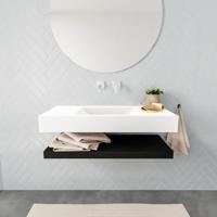 Aqua Splash Badkamermeubel AQS Ibiza 100 cm met Mat Zwart Planchet Solid Surface Wastafel Mat Wit - Badmeubel Ibiza 100 cm Solid Surface Planchet Mat - thumbnail