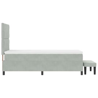 Boxspring bed met matras Lichtgrijs 100 x 200 cm Fluweel