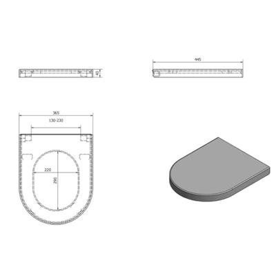 Toiletbril Sapho Norm Soft Close 36,5x44,5 cm Wit