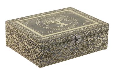 Doos-Juwelenkistje Home ESPRIT Wit Champagne Hout Aluminium 22,5 x 17,5 x 7,6 cm