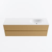 MONDIAZ VICA 150cm badmeubel onderkast Oro 2 lades. Wastafel MOON rechts 1 kraangat, kleur Talc. - thumbnail