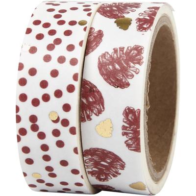 Vivi Gade Masking tape, denneappels en stippen - folie, b: 15 mm, 2x4 m/ 1 doos