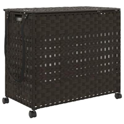 VidaXL Wasmand op wielen 66x35x60 cm rattan donkerbruin VidaXL Wasmand op wielen 66x35x60 cm rattan donkerbruin