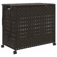 VidaXL Wasmand op wielen 66x35x60 cm rattan donkerbruin - thumbnail