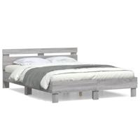 Bedframe met hoofdeinde bewerkt hout grijs sonoma 140x200 cm - thumbnail