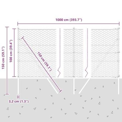 VidaXL Afrasteringspaal grijs 10 x 1 m (50 mm gaas) staal en pvc