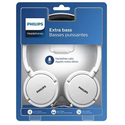 Philips Kopfhörer On Ear SHL5005WT/00 On Ear Kopfhörer mit Kabel (Großartiger Sound, Geräuschdämmende Lederohrpolster, Integriertes Mikrofon, Leichter Stahlbügel, Flach zusammenklappbar) Weiß
