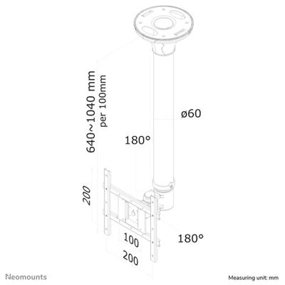 Neomounts Plafondsteun FPMA-C200BLACK bevestiging - thumbnail