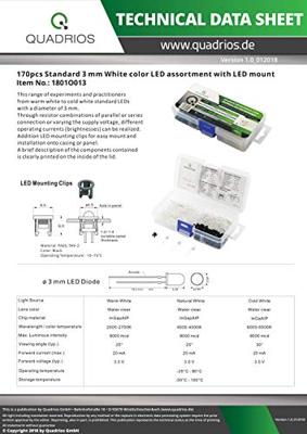 Quadrios LED-assortiment Warm-wit, Koud-wit 3 mm 20 mA 3.0 V Quadrios LED-assortiment Warm-wit, Koud-wit 3 mm 20 mA 3.0 V