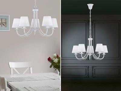 Trio Witte landelijke kroonluchterCortez 5-lichts 66cm - 110600531