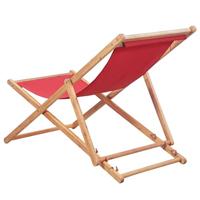 Strandstoel inklapbaar stof en houten frame rood - thumbnail