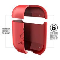 Staand hoesje voor AirPods 1 & 2 siliconen AirPods hoesje, zichtbaar oplaadbaar, extra grip hoogglans oppervlakteafwerking, compatibel met draadloos opladen - Rood - thumbnail