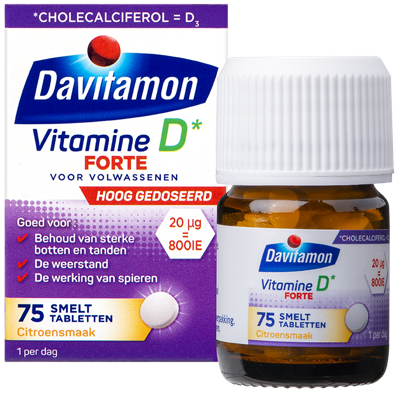 Davitamon Vitamine D3 forte smelttablet 75 Tabletten