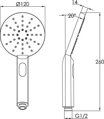 Ben Push handdouche rond Ø12cm 3 straalsoorten geborsteld messing