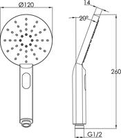 Ben Push handdouche rond Ø12cm 3 straalsoorten geborsteld messing - thumbnail