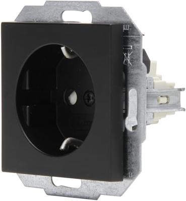 KOPP - Wandcontactdoos - Athenis HK07 - Inbouw - 1-voudig Enkel Stopcontact - Randaarde - Shutter - Kinderbeveiliging - Mat Zwart