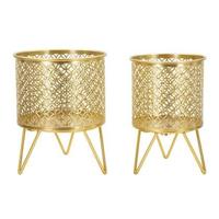 Mauro Ferretti Ceci Set van 2 pothouders in goud metaal - thumbnail