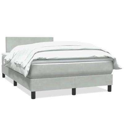 Boxspring met matras fluweel lichtgrijs 120x210 cm