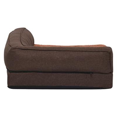 VidaXL Hondenbed ergonomisch linnen-look 60x42 cm fleece bruin