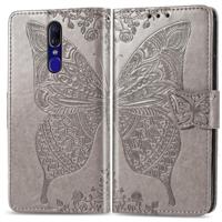Butterfly Love bloemen reliëf horizontale Flip lederen draagtas voor OPPO F11 met houder & kaartsleuven & portemonnee & Lanyard (grijs) - thumbnail