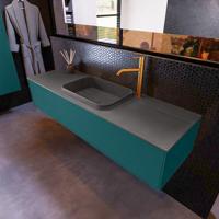 Badkamermeubelset Mondiaz Erin 150 cm met 1 Lade met RIDGE Wastafel Midden Dark grey met 1 kraangat Greeploos Mat Smag - thumbnail