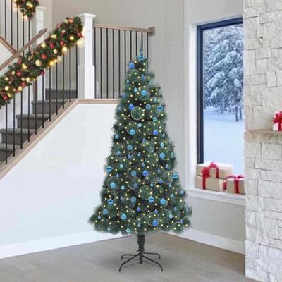 VidaXL Kunstmatige voorverlichte kerstboom met ballenset groen 240 cm