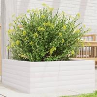 VidaXL Plantenbak 60x60x23 cm massief grenenhout wit - thumbnail
