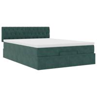 Ottoman bed met matras 140x200cm fluweel donkergroen - thumbnail
