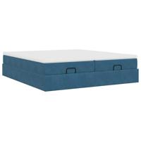 Ottoman bed met matrassen 160x200cm fluweel donkerblauw - thumbnail